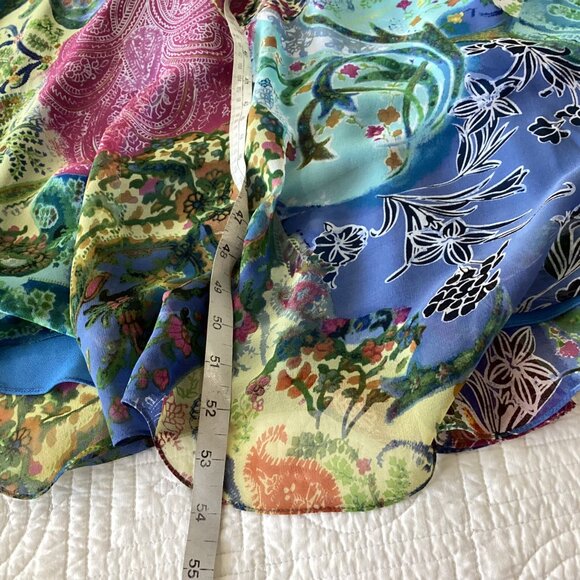 Talbots Womens Silk Midi Dress Multicolor Paisley Pattern V-Neck Spaghetti Strap - Picture 12 of 15